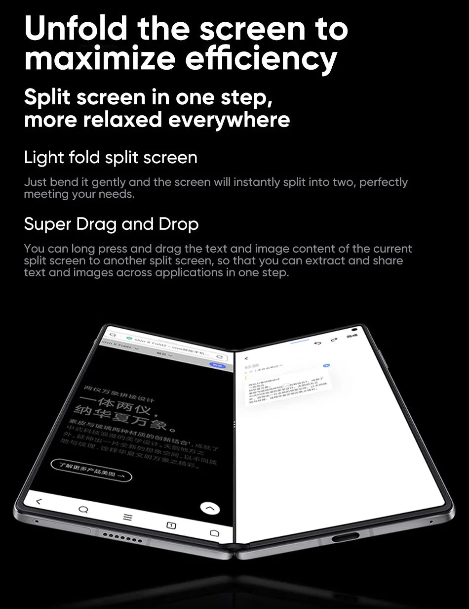 Vivo X Fold 3 Smartphone Snapdragon 8 Gen 2 8.03" AMOLED 120Hz Display 5500mAh 80W SuperVOOC 50MP Camera OriginOS 4 NFC&OTA
