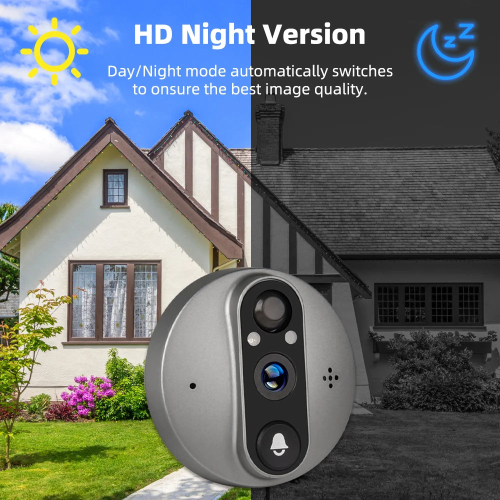 3MP WiFi Smart Tuya Peephole 5000mAh Doorbell Door Eye Camera Infrared Alexa Google Video Intercom Door Cameras Home Security