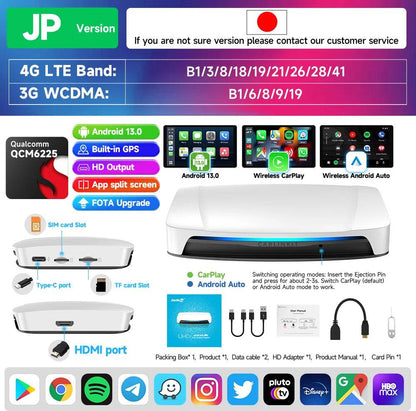 128g Carlinkit Ai Box Android 13 Wireless Carplay HDMI Output Wireless Adapter Android Auto Car Play Qualcomm 6225 Fota Upgrade - MarvelouStoree