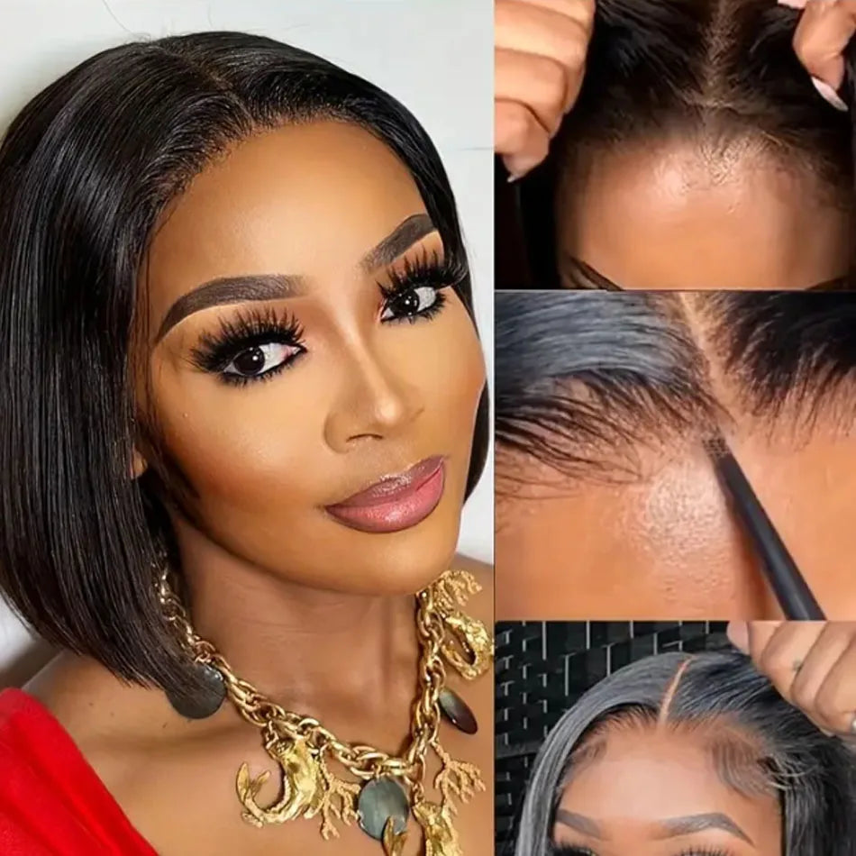 12A Ready To Go Bone Straight Bob Wig Lace Frontal 100% Human Hair Wigs For Women Short Bob Wig Lace Closure Wig Glueless Wig