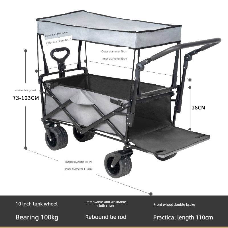 Foldable Four-Wheel Stall Kids Long Outdoor Camp Car - MarvelouStoree