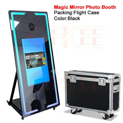 Portable Mirror Photo Booth Selfie Machine 32in Touch Screen Built-in Mini PC 65 inch Magic Mirror Photo Booth for Partys Events