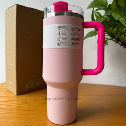 40Oz Stainless Steel Vacuum Insulated Tumbler Cups Brand With Lids And Straws Handle Straw Leakproof Flip Coffee Mugs