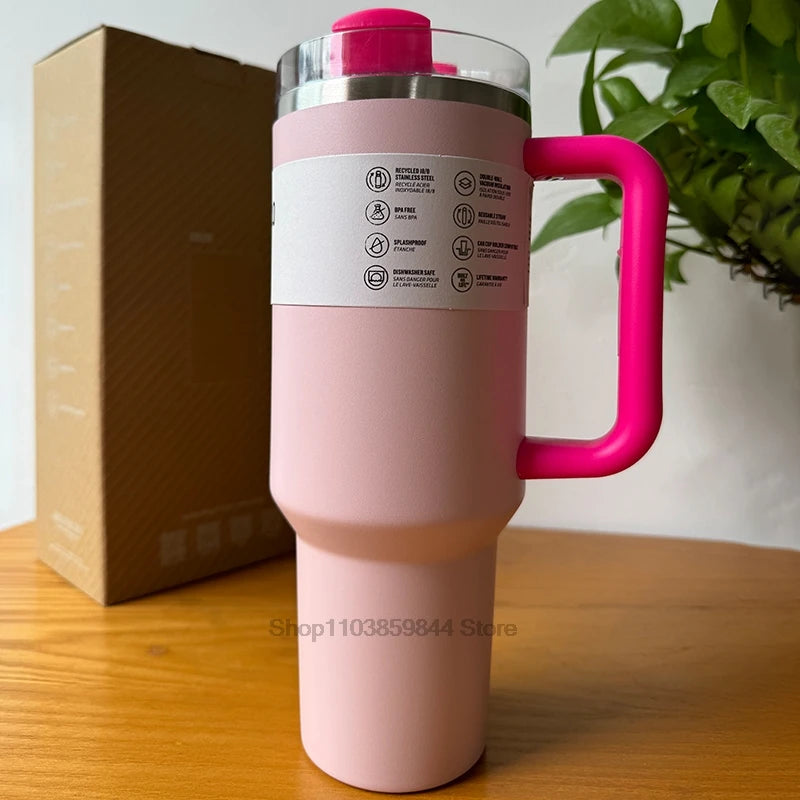 2024 New  Handle Straw Lid Stainless Steel 30oz/40oz Vacuum Insulated Car Mug Double Wall Thermal Iced Travel Cup