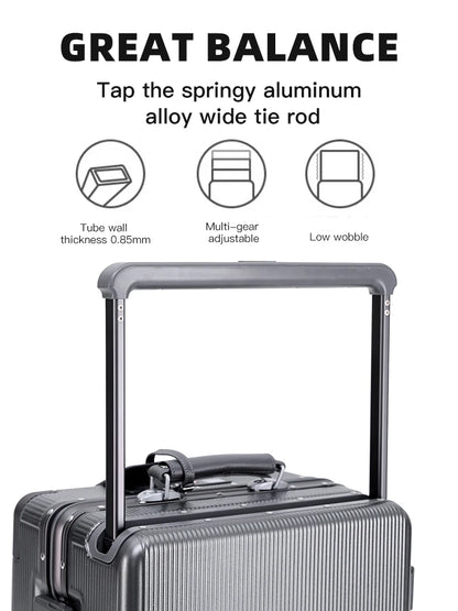 SUSHIMU Wide Trolley Luggage Front Opening Multi-Functional Women 20-Inch Small Lightweight Boarding Box 24-Inch Men's Suitcase