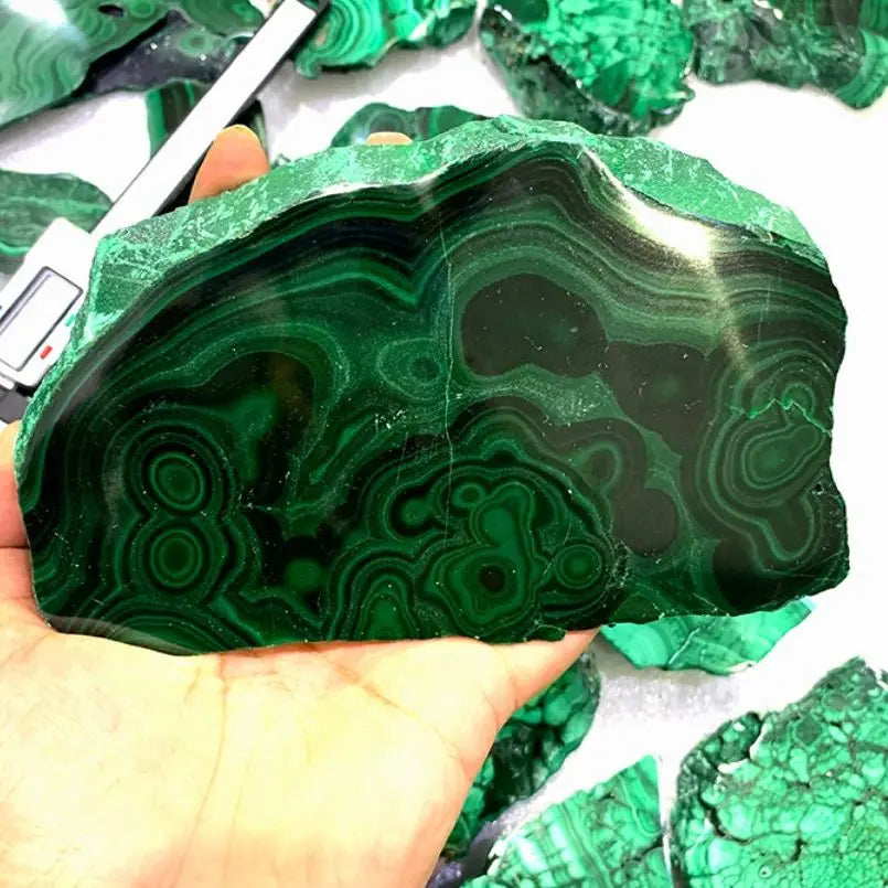 Natural Malachite Slate Cut Sheet Healing Malachite Slice Stones Polished Raw Malachite Plate Stones Decor 1pc