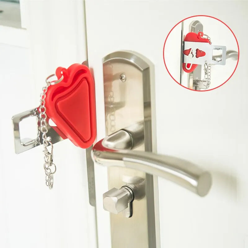 Security Portable Door Lock Latch No Drill Manual Hotel Room Devices For Add Security Holes Removable For Travel Safety