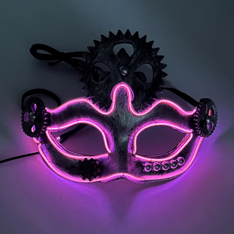 Halloween Christmas Glowing Party Supplies Cyberpunk Style  Fox Face Mask LED Luminous Mask In Carnival Party