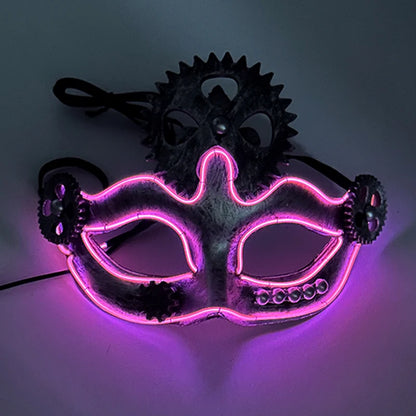 Halloween Christmas Glowing Party Supplies Cyberpunk Style  Fox Face Mask LED Luminous Mask In Carnival Party