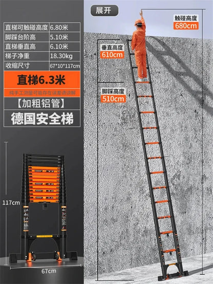 Multifunction Folding Ladder Aluminum Alloy Telescopic Ladder Thickened Herringbone Ladder Portable Lift Engineering Stairs