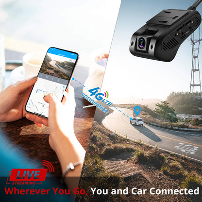 JC400P 4G GPS DashCam Live Car DVR JIMIMAX Wifi Hotspot 2 Stream Video Cut-Off Fuel 1080P Recorder Front & Inside Car Camera APP