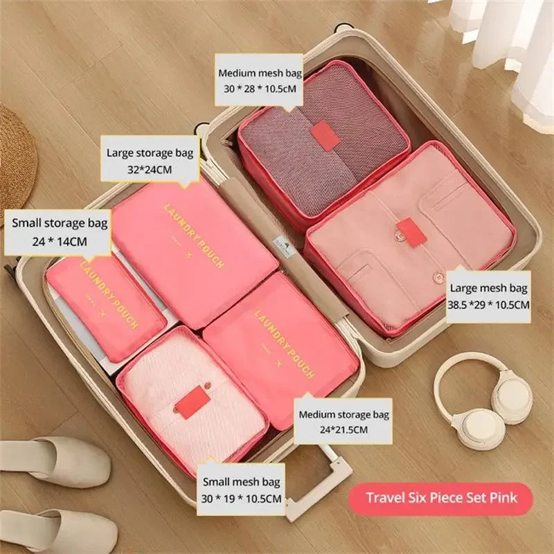 Large capacity travel storage bag six piece set storage bag multifunctional Korean clothing storage bag six piece set