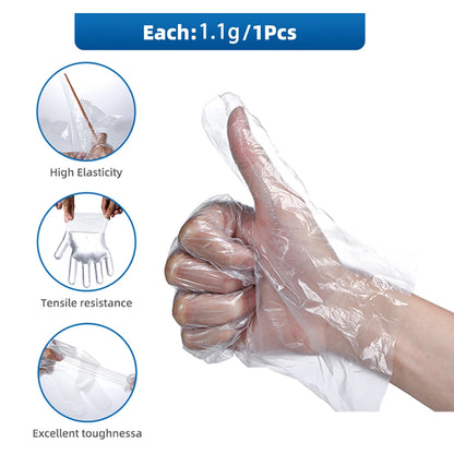 100/1000Pcs Plastic Disposable Gloves Food Grade Clear Gloves Household Cooking Dealing Cleaning Kitchen Restaurant BBQ Glove