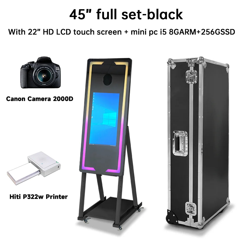 40 65in Touch Screen Magic Mirror Photo Booth Machine With mini PCPortable Selfie Mirror Photo Booth Kiosk For Parties Events