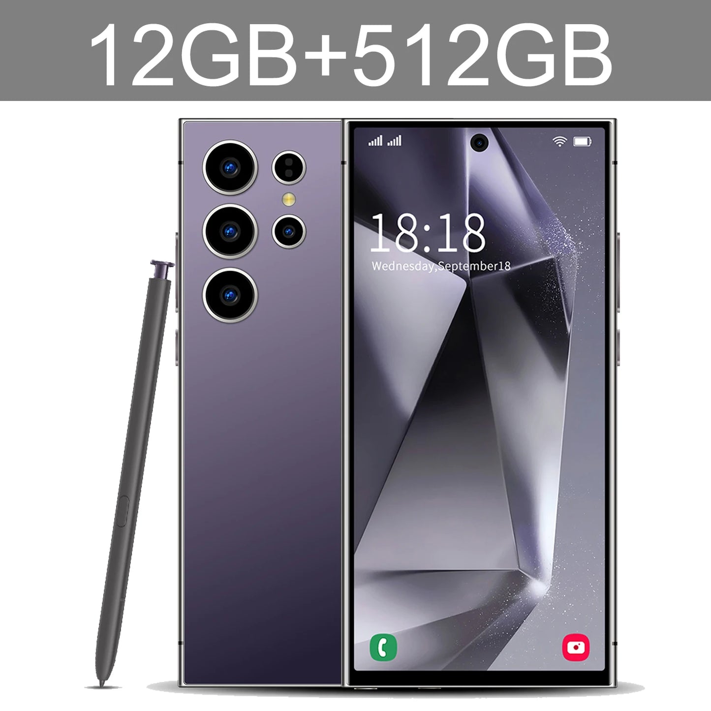 S24 Ultra Smartphone 5G Original 7.3 Inch HD Screen Dual Sim 8000mAh Battery 108MP Camera Android Global Version CellPhones Case