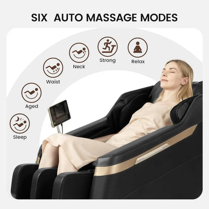 Real Relax 2024 Massage Chair Zero Gravity Full Body Airbags, 8 Fixed Points Massage Rollers with 6 Auto Modes, Bluetooth, Foot