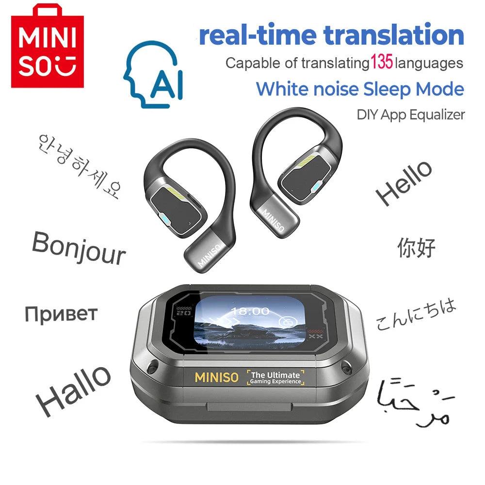 [AI Translator] MINISO M98 Wireless Headphones OWS Sports Bluetooth Earphones Gaming Headset ASMR APP Translation Earbuds IPX5