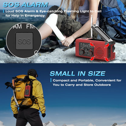 Emergency light solar powered charging portable light outdoor waterproof emergency light radio function strong light flashlight