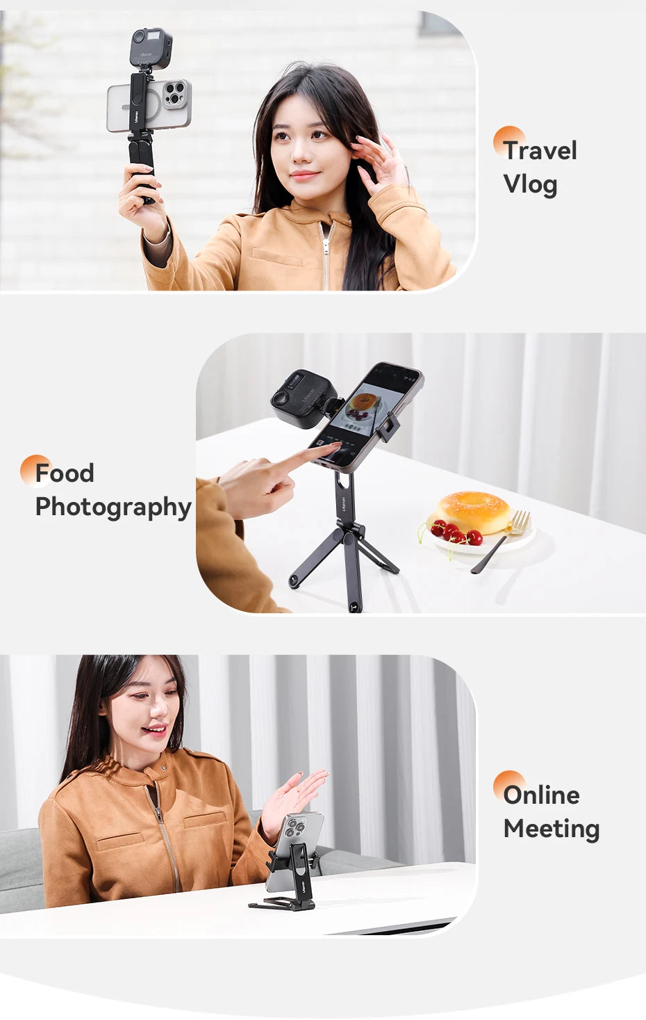 Ulanzi MA26 Mini Pocket Foldable Tripod for Phone Vertical Horizontal Shooting Expansion Video Light Microphone Photography Vlog