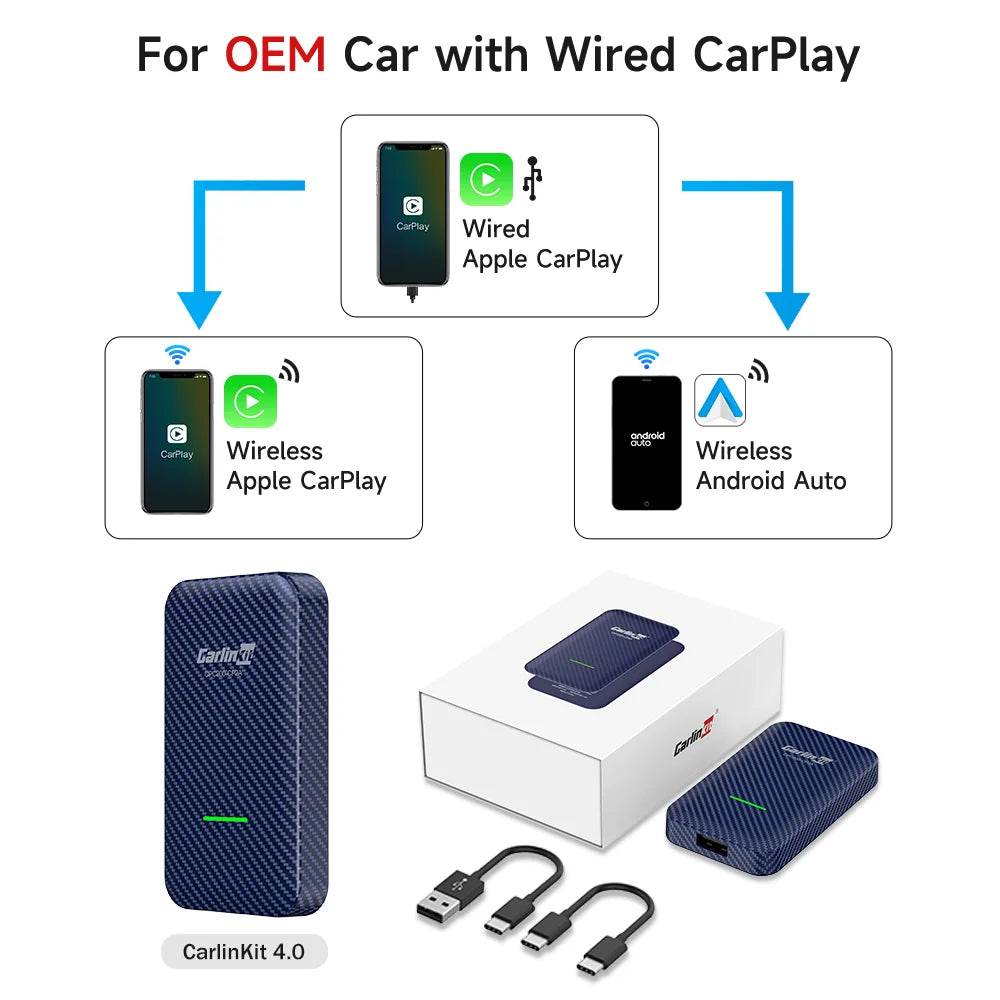 CarlinKit 5.0 & CarlinKit 4.0 Wireless CarPlay Android Auto Waze Music Spotify Auto For Audi Golf Peugeot Mazda KIA Mercedes MG - MarvelouStoree