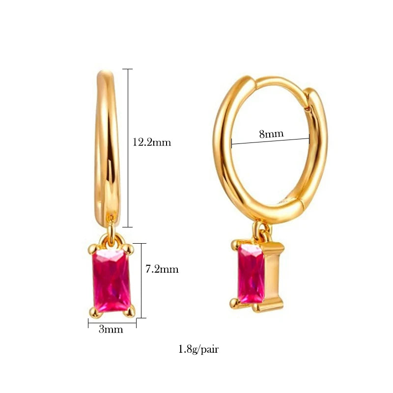 KEYOUNUO Gold Filled Stud Earrings Set For Women Ear Cuffs Colorful Zircon Dangle Hoop Earrings Fashion Party Jewelry Wholesale