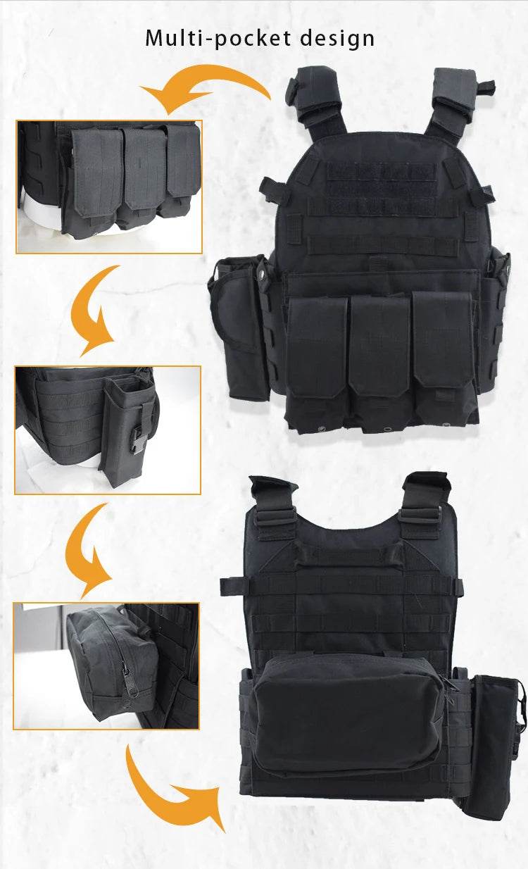 6094 Military Combat Army Wargame VestNylon Pouch Molle Gear Tactical Vest Body Armor Hunting Plate Carrier Airsoft Accessorie