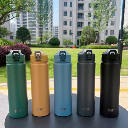 Thermos Bottle with Straw 750ml Stainless Steel Thermal Cup Car Insulated Flask Water Tumbler for Outdoor Sports