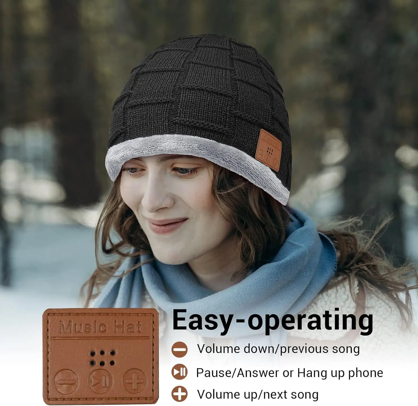 Bluetooth Beanie music Hat bluetooth headphones Winter Warm Knitted Fleece Hat with soft Scarf Handsfree call Outdoor Sports