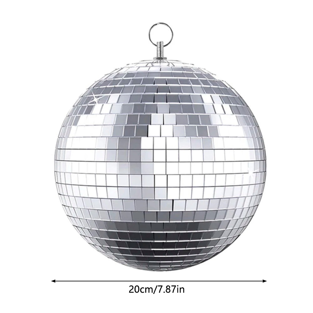 Glass Mirror Balls Reflective Glass Rotating Mirror Ball Hanging Mirror Disco Ball 8 Inches Glitter Glass Mirror Disco Ball