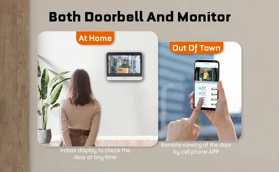 4.3 Inch Tuya Wide Angle Door Peephole Camera One Way Intercom Video Eye Motion Detection Wifi Doorbell Camera 5000mAh Battery