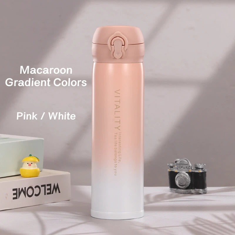 Korean Gradient Color Portable Vacuum Kettle Office Use Stainless Steel Insulation Coffee Cup Thermos Mug