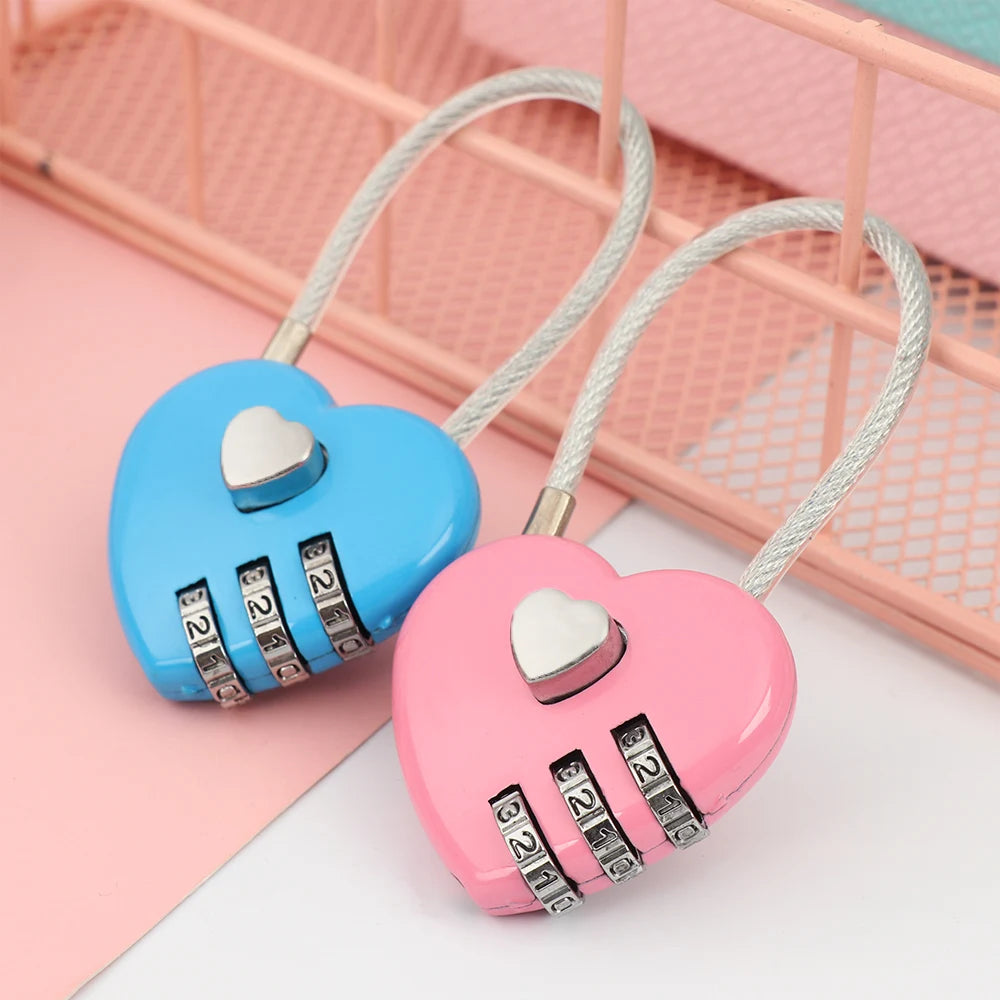 Heart Shaped 3 Digit Password Lock Luggage Travel Suitcase Locker Case Supply Code Drawers Padlock Security Tool Accessories