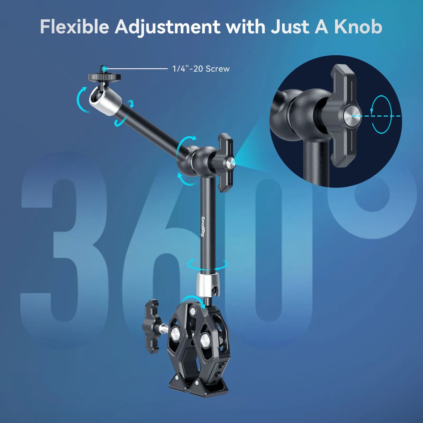 SmallRig Crab-Shaped Super Clamp Kit (with Magic Arm) Adjustable for Action Camera, Monitor, for Table, Tripod Leg -4454