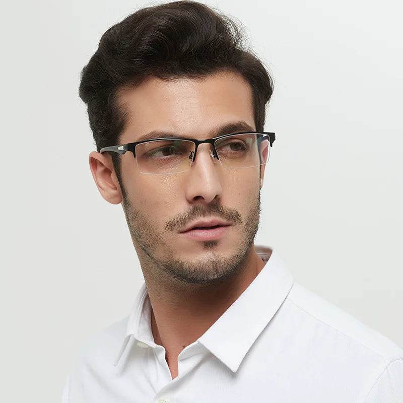 Vintage Near Sight Glasses Unisex Men Half-frame Anti Blue Light Business Eyeglasses Finished Optical Myopia Eyewear Diopter - MarvelouStoree