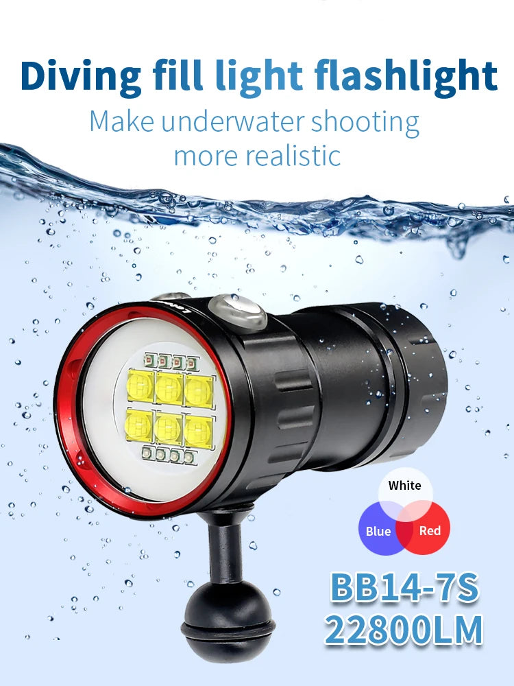 Professional Underwater 27 LED Photography Light Highlight Lamp 20000Lumens Diving Flashlight 100M Waterproof Video Camera torch