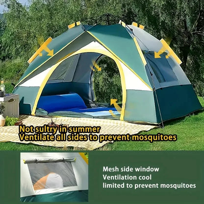 Two Doors Double Layer Waterproof Windproof Easy Setup Outdoor Tents for Family Camping Hunting Hiking Mountaineering Travel