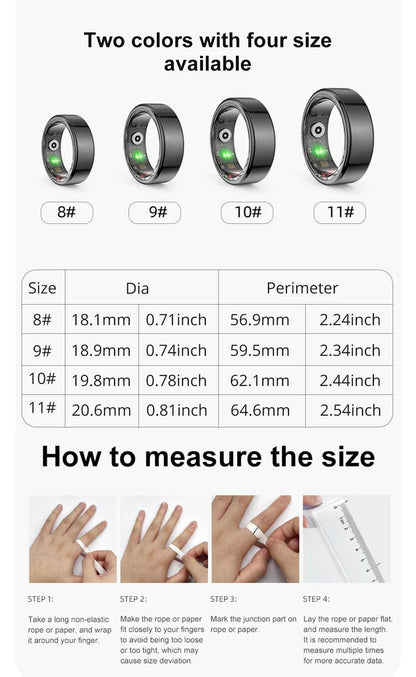 [2024 ] COLMI R02 Smart Ring Military Grade Titanium Steel Shell Health Monitoring IP68 & 5ATM Waterproof Multi-sport Modes - MarvelouStoree