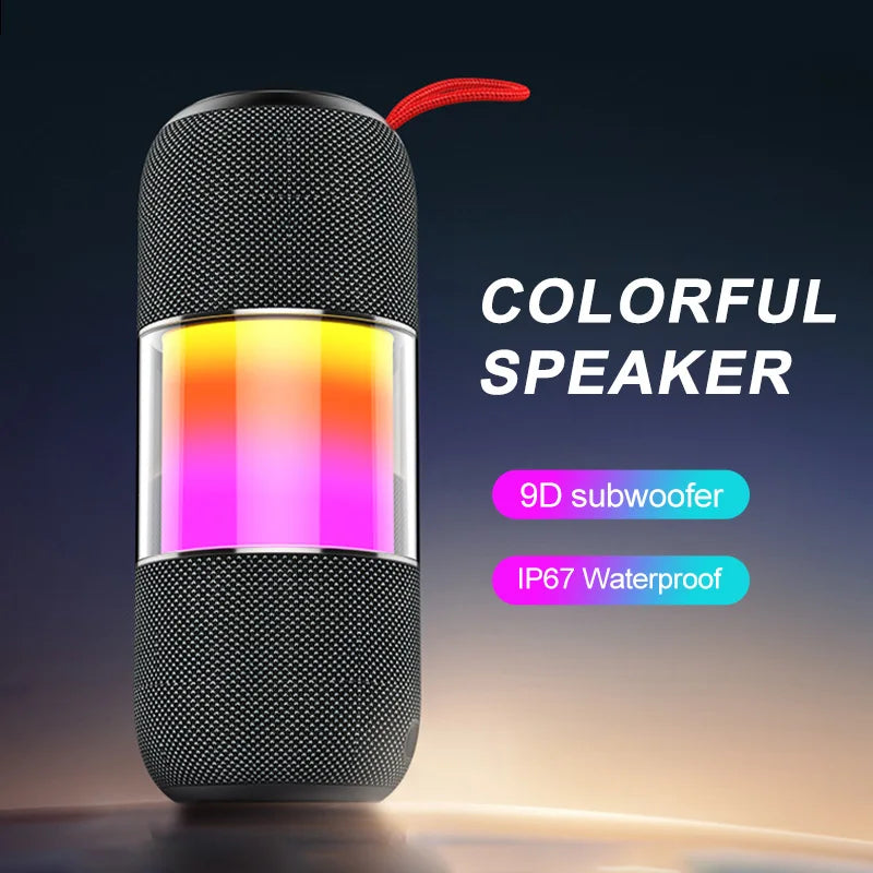 BT2676 Bluetooth 5.3 Speaker LED Flashing Soundbar Portable Outdoor Indoor Wireless Subwoofer Loudspeaker with IPX7 Waterproof