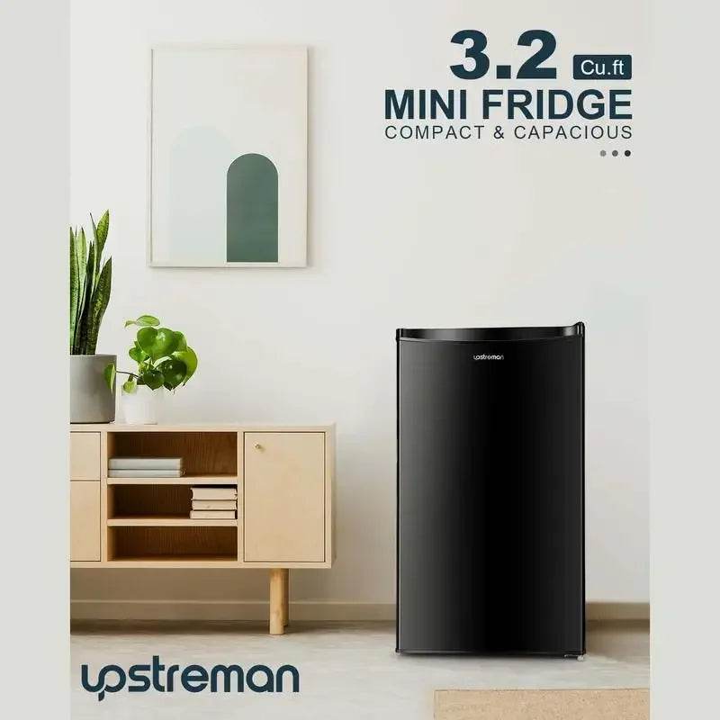 Upstreman 3.2 Cu.Ft Mini Fridge with Freezer, 5 temperature settings, Energy Saving, Single Door Refrigerator - MarvelouStoree