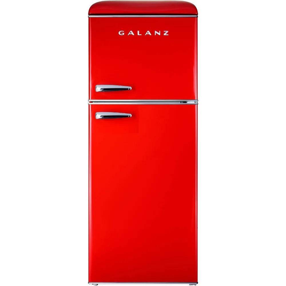 Retro Compact Refrigerator with Freezer Mini Fridge with Dual Door, Adjustable Mechanical Thermostat, 4.6 Cu Ft, Red - MarvelouStoree