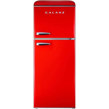 Retro Compact Refrigerator with Freezer Mini Fridge with Dual Door, Adjustable Mechanical Thermostat, 4.6 Cu Ft, Red - MarvelouStoree