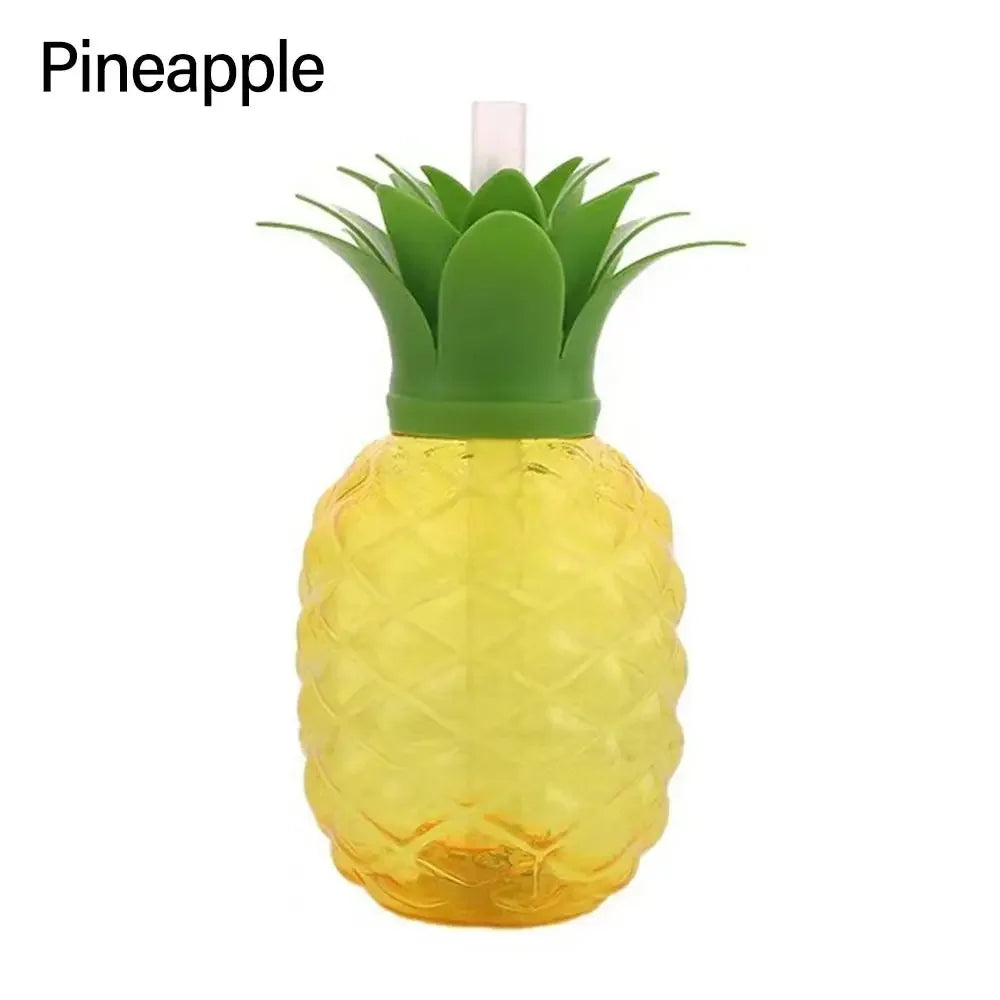 Lovely Food Grade Plastic Summer Straw Cup Cartoon Fruit Strawberry Pineapple Watermelon Water Bottle Drinkware Gift