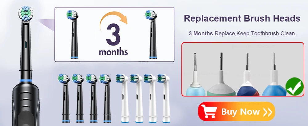 Electric Toothbrush Deep Clean Whitening Teeth for Adult Toothbrush Rotation Ultrasonic Toothbrush with 4/8 Replacement Heads