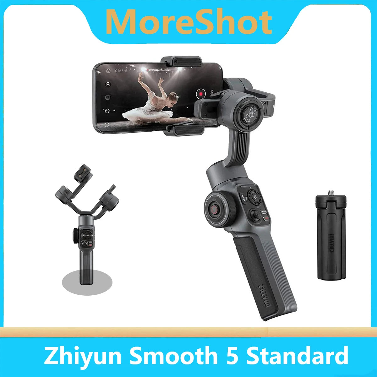 Zhiyun Smooth 5 Gimbal Stabilizer for Smartphone Android Cell Phone 3-Axis Handheld Gimble for iPhone Huawei ,YouTube TikTok .