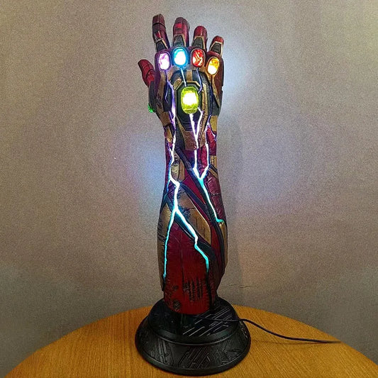 60cm Marvel Statue Iron Man Mk85 Luminescent Nano Infinity Glove Model Action Figures Gk Decoration Birthday Gifts Toys