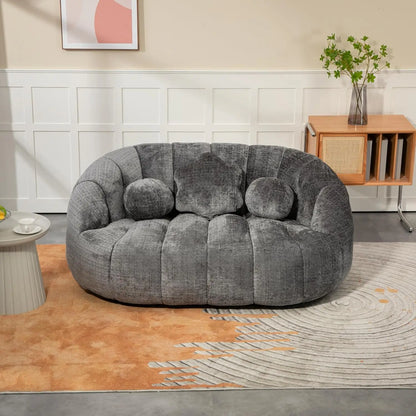 Bean Bag Sofa, Comfy Loveseat Couch for Adults, Small Lazy Sofa with 3 Pillows & High Backrest, Fluffy Cozy Bean Bag Chair Couch