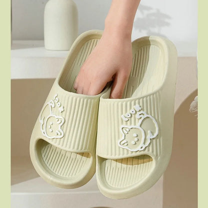 Summer Slippers Bathroom Platform Non-Slip Home Bear Cartoon Flip Flops Beach Women Slipper Sandals Slides Indoor Outdoor 2023