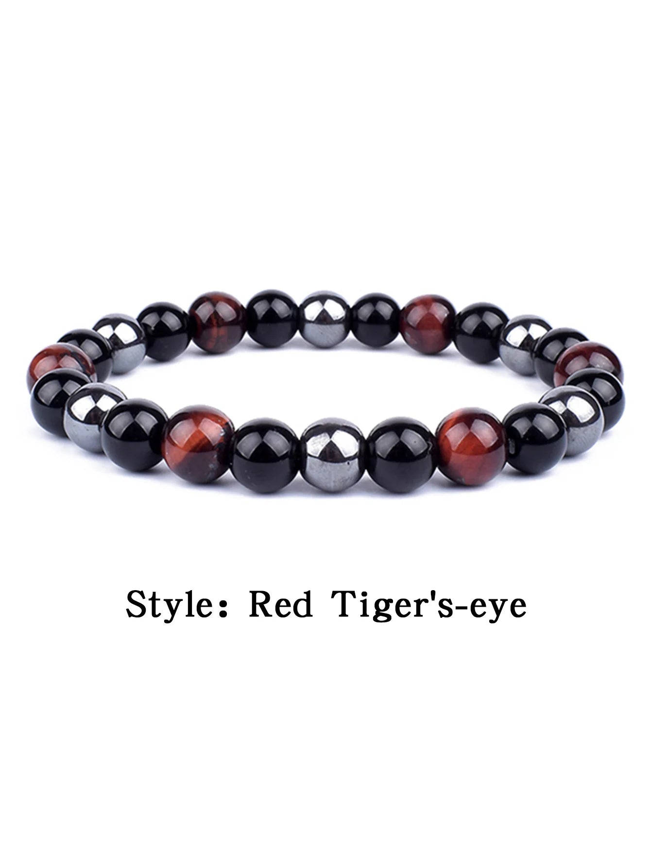 OAIITE 8mm New Turkish Evil Eye Bracelet for Women Charm Tiger Eye Stone Bracelet for Men Hematite Healing Health Care Jewelry