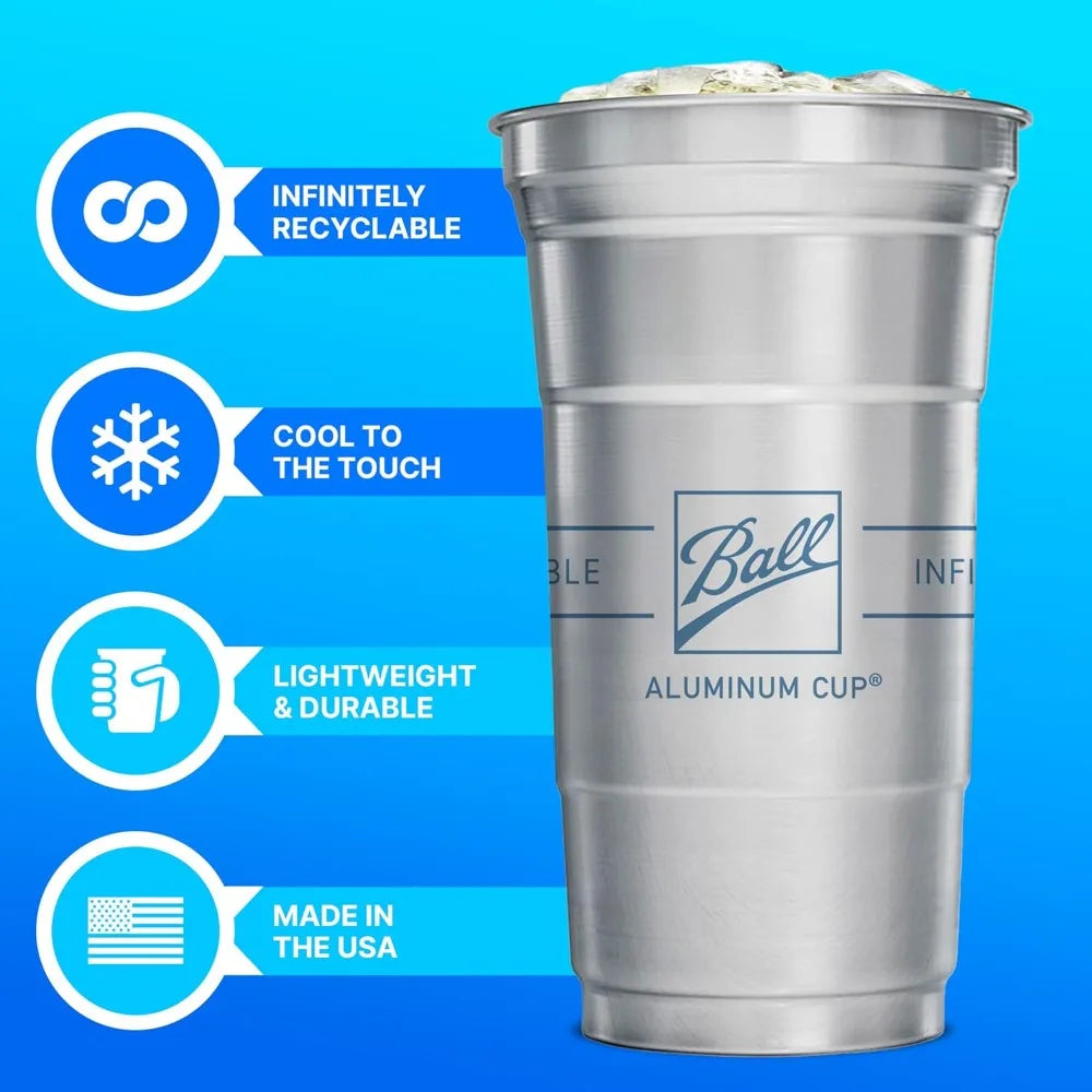 Ball Aluminum Cup Recyclable Party Cups, Wholesale Bulk Pack, 12 oz. Cup, 450 Cups Per Pack