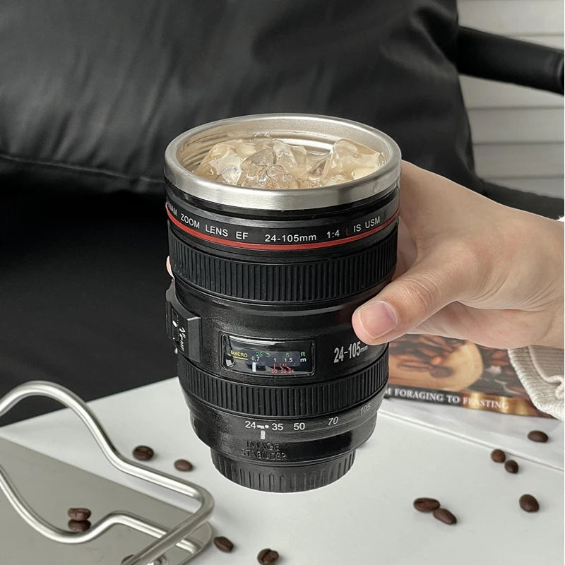 Hot Thermal Cup Thermos Water Bottle Camera Cup with Cover Coffee Mug Stainless Steel Travel Tumbler Drinkware Accessories